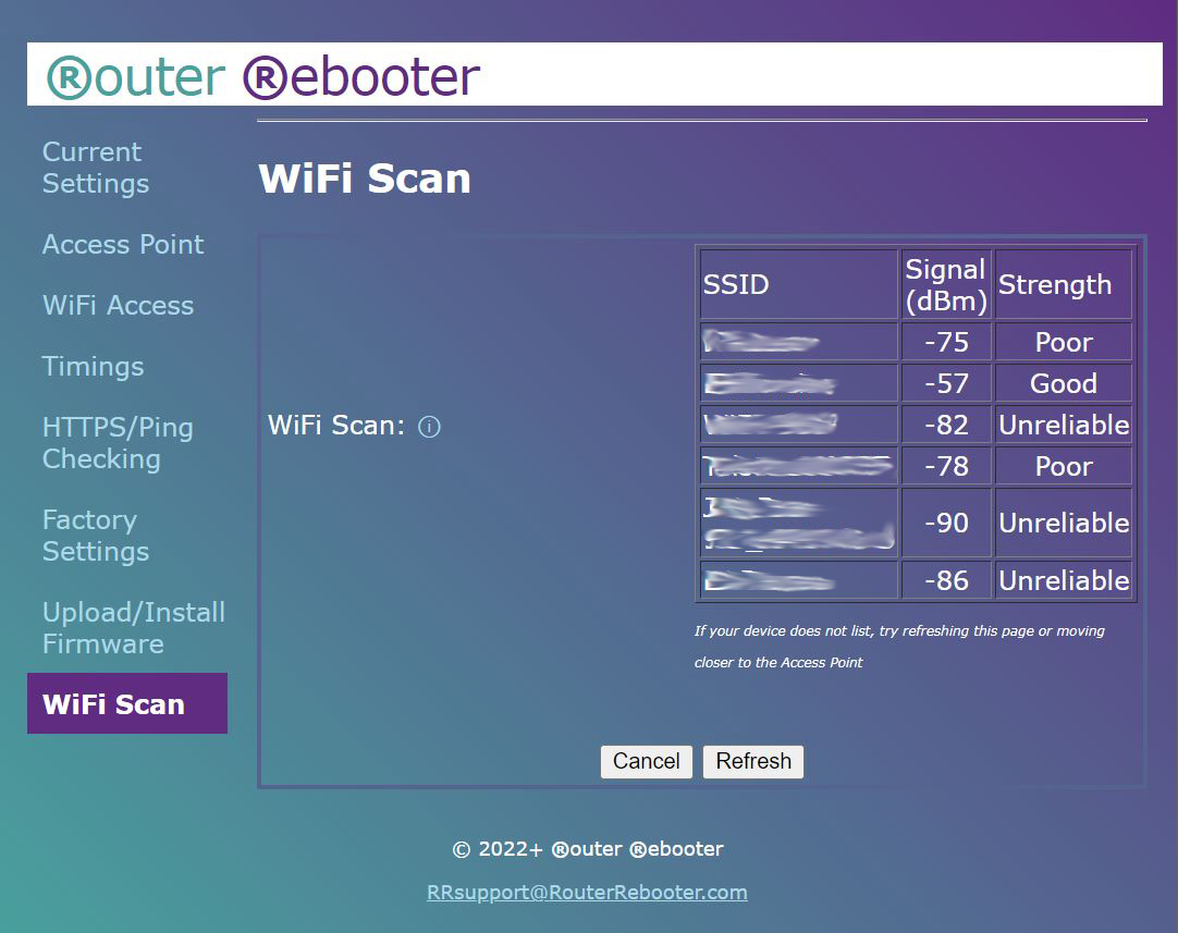 Router Rebooter WiFi Scan Menu